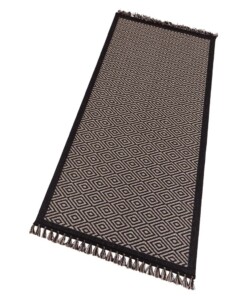 Vlakweef vloerkleed  Sisal-Optiek  Nature - zwart/beige (klein ruit) - overzicht schuin, thumbnail Vlakweef vloerkleed  Sisal-Optiek  Nature - zwart/beige (klein ruit) - overzicht schuin, thumbnail