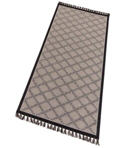 Vlakweef vloerkleed Sisal-Optiek Nature - beige/zwart - overzicht schuin, thumbnail