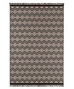 Vlakweef vloerkleed Sisal-Optiek Nature - zwart/beige - overzicht boven, thumbnail