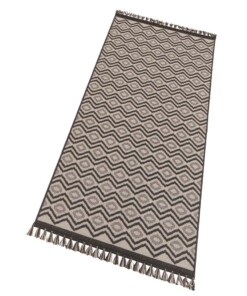 Vlakweef vloerkleed Sisal-Optiek Nature - zwart/beige - overzicht schuin, thumbnail