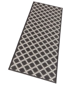 Scandinavisch vloerkleed Dawn - zwart/crème - overzicht schuin, thumbnail