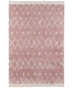 Hoogpolig vloerkleed Calla - roze/crème - overzicht boven