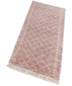 Hoogpolig vloerkleed Orchid - roze/crème - overzicht schuin, thumbnail