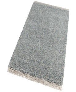 Hoogpolig vloerkleed Aloe - blauw/crème - overzicht schuin, thumbnail