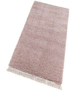 Hoogpolig vloerkleed Aloe - roze/crème - overzicht schuin, thumbnail