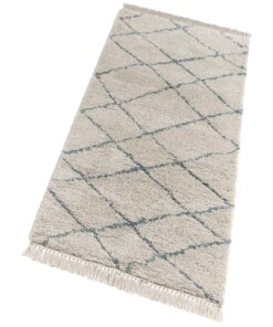 Hoogpolig Vloerkleed Primerose - crème/blauw - overzicht schuin, thumbnail