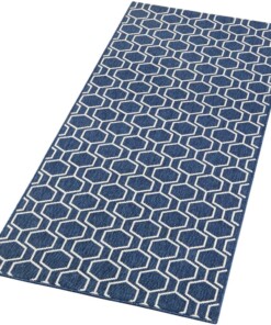 Modern vloerkleed Novalie - donkerblauw/crème - overzicht schuin, thumbnail