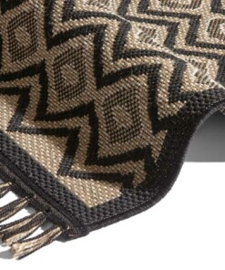 Scandinavisch vloerkleed Skagen - beige/zwart - close up, thumbnail