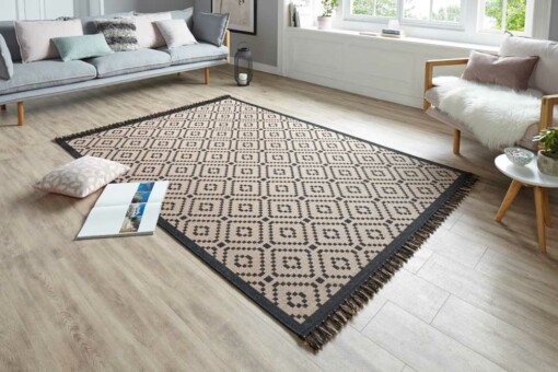 Scandinavisch vloerkleed Öresund - beige/zwart - sfeer