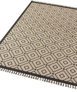 Scandinavisch vloerkleed Öresund - beige/zwart - overzicht schuin, thumbnail