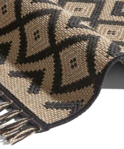 Scandinavisch vloerkleed Gotland - beige/zwart - close up, thumbnail