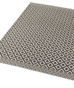 Modern vloerkleed ruiten Avenue - zwart - overzicht schuin, thumbnail