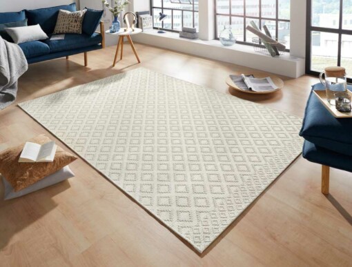 Modern vloerkleed ruiten Avenue - crème - sfeer