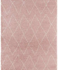 Hoogpolig vloerkleed Jade - roze/crème - overzicht boven