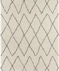 Hoogpolig vloerkleed Jade - crème/donkerbruin - overzicht boven, thumbnail