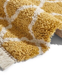 Hoogpolig vloerkleed Pearl - goud/crème - close up, thumbnail