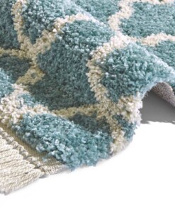 Loper hoogpolig Pearl - blauw/crème - close up, thumbnail Loper hoogpolig Pearl - blauw/crème - close up, thumbnail