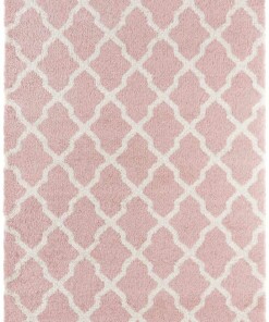 Hoogpolig vloerkleed Pearl - roze/crème - overzicht boven
