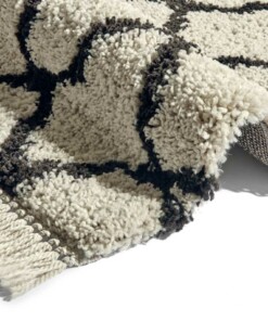 Hoogpolig vloerkleed Pearl - crème/donkerbruin - close up, thumbnail