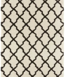 Hoogpolig vloerkleed Pearl - crème/donkerbruin - overzicht boven, thumbnail