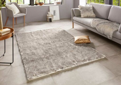 Imitatiebont hoogpolig vloerkleed Superior - grijs/wit - sfeer
