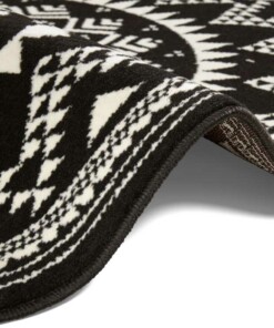 Rond vloerkleed Valencia - zwart - close up, thumbnail