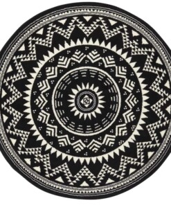 Rond vloerkleed Valencia - zwart - overzicht boven, thumbnail