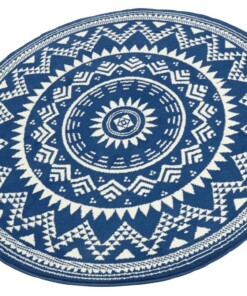 Rond vloerkleed Valencia - blauw - overzicht schuin, thumbnail