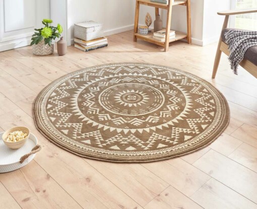 Rond vloerkleed Valencia  - bruin - sfeer
