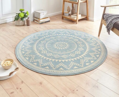 Rond vloerkleed Valencia - lichtblauw - sfeer