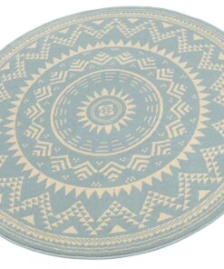 Rond vloerkleed Valencia - lichtblauw - overzicht schuin, thumbnail