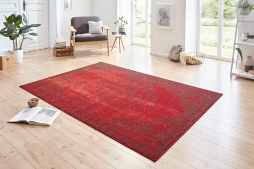 Modern vloerkleed Cordelia - rood/grijs - sfeer