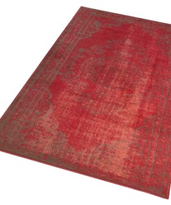 Modern vloerkleed Cordelia - rood/grijs - overzicht schuin, thumbnail