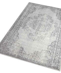 Modern vloerkleed Cordelia - grijs/crème - overzicht schuin, thumbnail