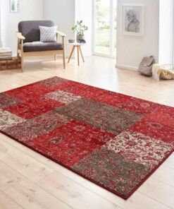 Patchwork vloerkleed Kirie - rood/bruin - sfeer