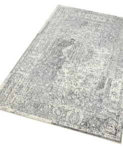 Vintage vloerkleed Plume - crème/grijs - overzicht schuin, thumbnail