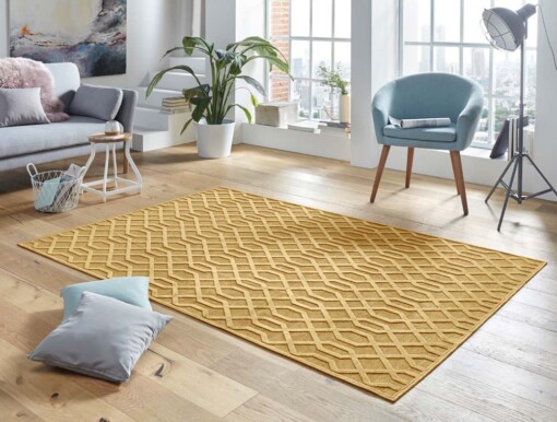 Modern vloerkleed Caine - goud - sfeer