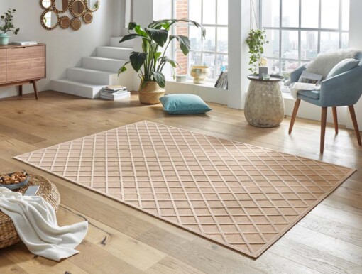 Modern vloerkleed ruiten Danton - crème - sfeer