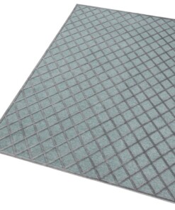 Modern vloerkleed ruiten Danton - grijs/blauw - overzicht schuin