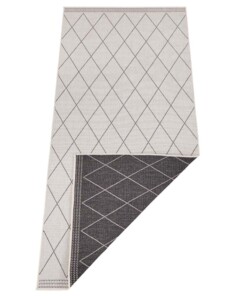 Design binnen & buiten vloerkleed ruiten Daisy - zwart/crème - overzicht boven, thumbnail