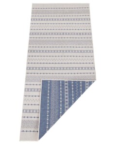 Design binnen & buiten vloerkleed Lily - blauw/crème - overzicht boven, thumbnail