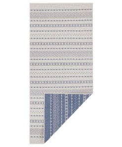 Design binnen & buiten vloerkleed Lily - blauw/crème - overzicht boven, thumbnail