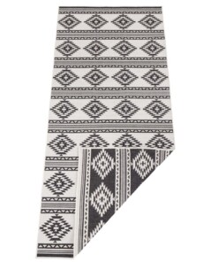 Design binnen & buiten vloerkleed Maple - zwart/crème - overzicht boven, thumbnail