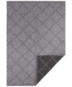 Binnen & buiten vloerkleed ruiten Corsica - zwart/antraciet - overzicht boven, thumbnail