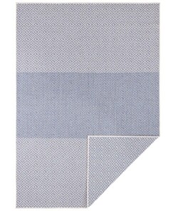 Binnen & buiten vloerkleed Borneo - blauw/créme - overzicht boven, thumbnail