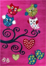 Kindervloerkleed Vlinder & Vogel Lila - overzicht boven, thumbnail Kindervloerkleed Vlinder & Vogel Lila - overzicht boven, thumbnail