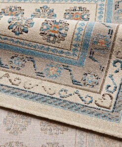 Oosters vloerkleed Attire - beige/grijs - close up vouw, thumbnail