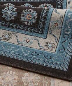 Oosters vloerkleed Attire - antraciet/blauw - close up vouw, thumbnail Oosters vloerkleed Attire - antraciet/blauw - close up vouw, thumbnail