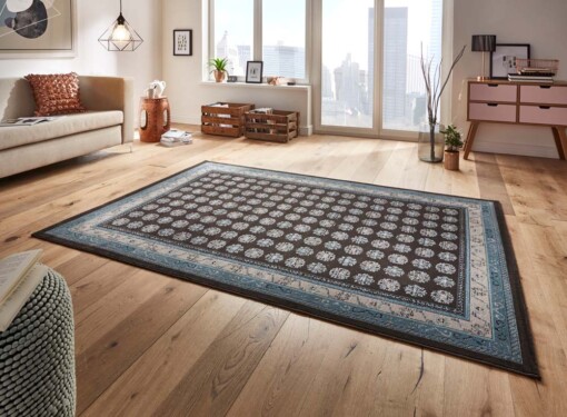 Oosters vloerkleed Attire - antraciet/blauw - sfeer