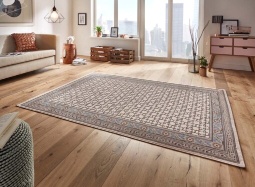 Oosters vloerkleed Kalypso - grijs/blauw - sfeer